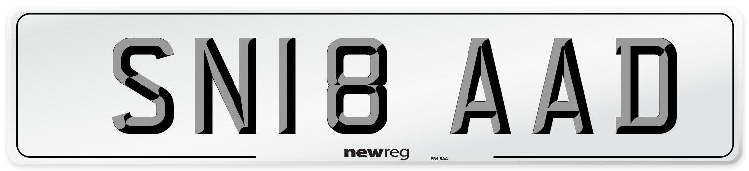 SN18 AAD Number Plate from New Reg